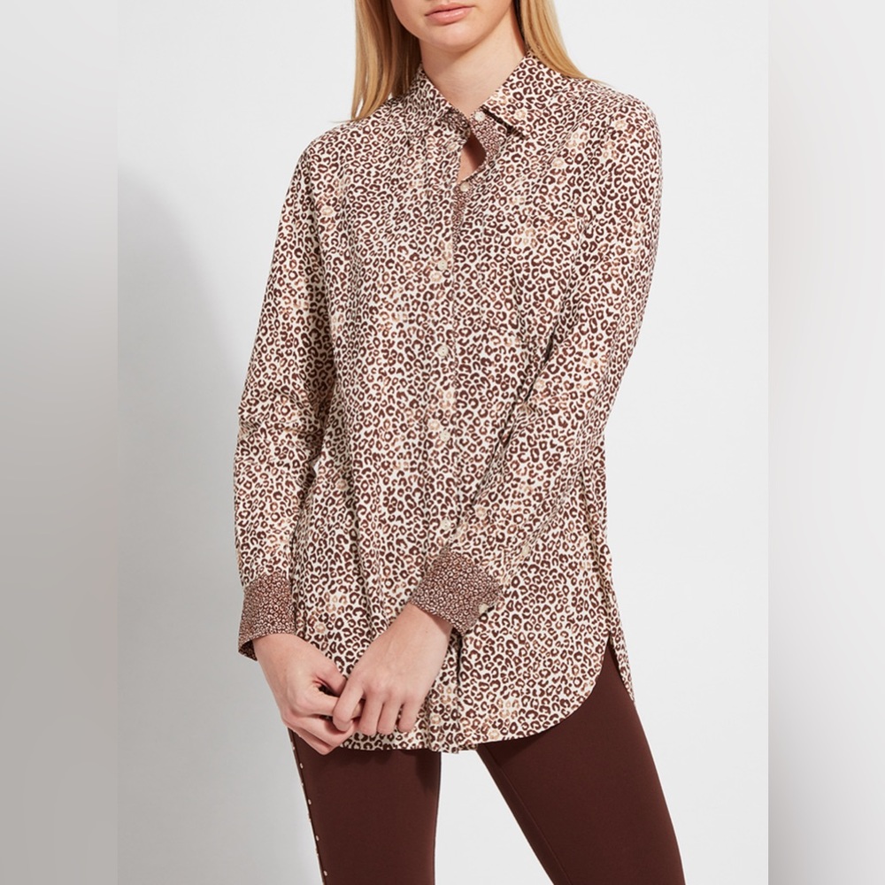 Lysse Beige and Brown Leopard Print Tunic Top